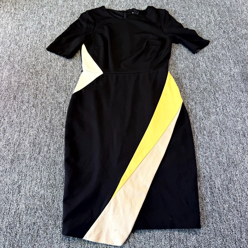 White House Black Market Sheath Dress Womens 6 Black Asymmetrical Back Zipper